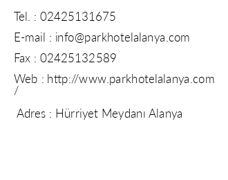 Alanya Park Hotel iletiim bilgileri